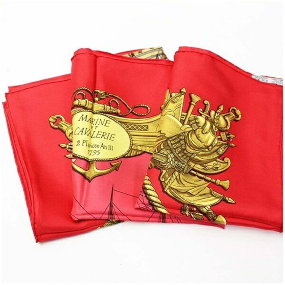 HERMES Authentic Red Silk Scarf - Picture 9 of 9